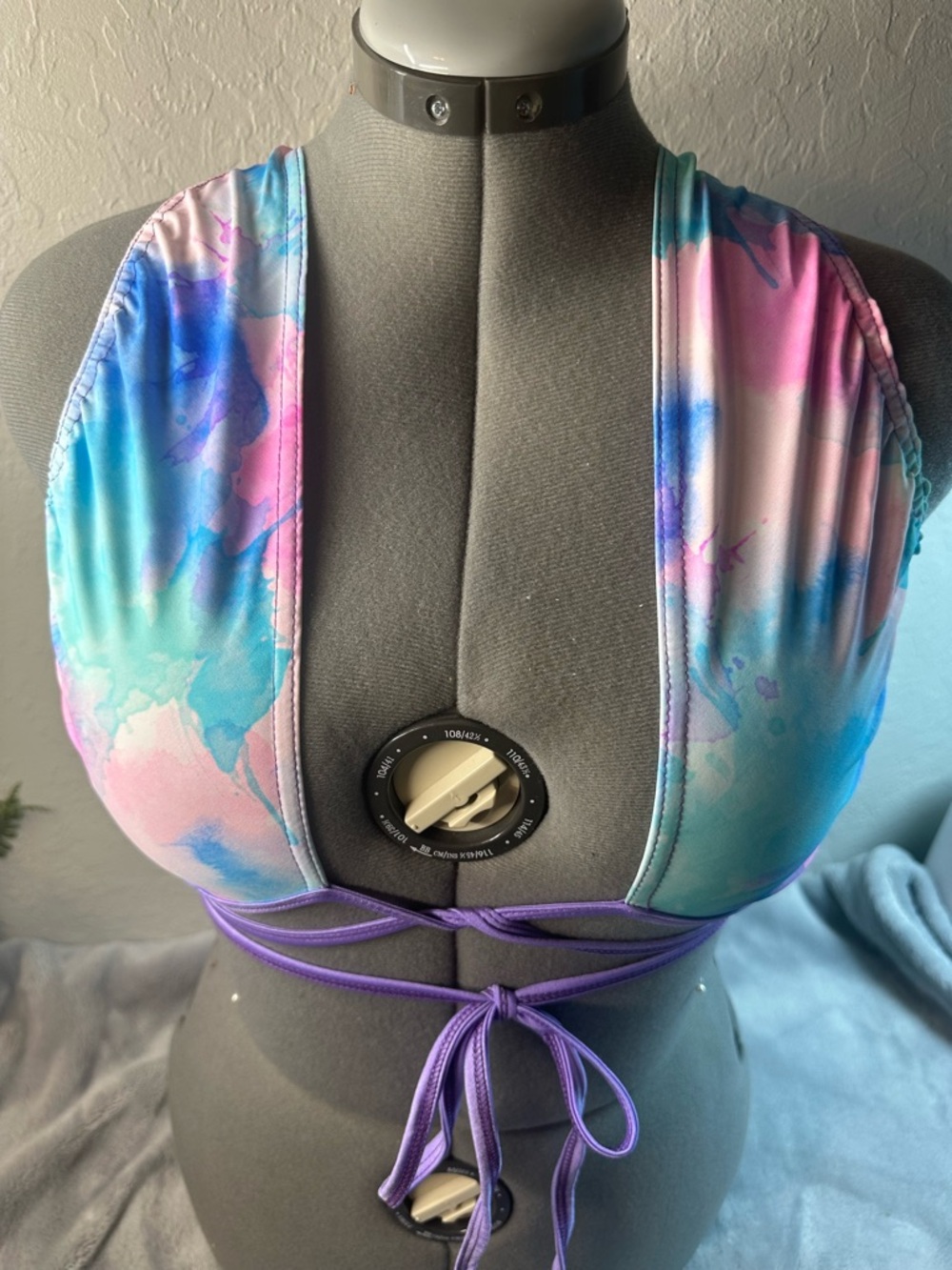 Women’s Pastel Tie-Back Crop Top - Purple Trim - Picture 5 of 5